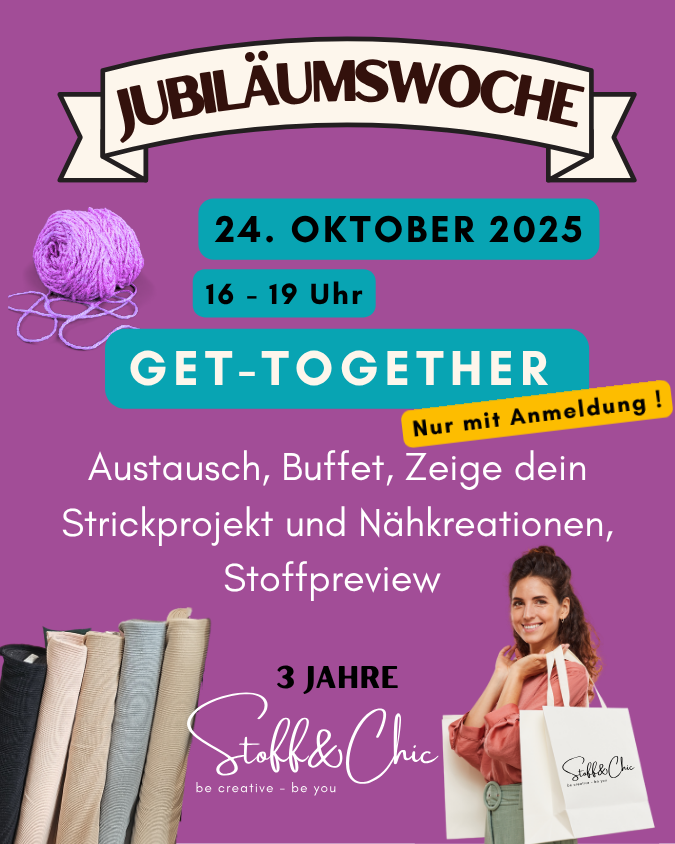 GET-Together bei Stoff&Chic - Stoffpreview, Show&Tell deiner Strickprojekte und Nähunikate