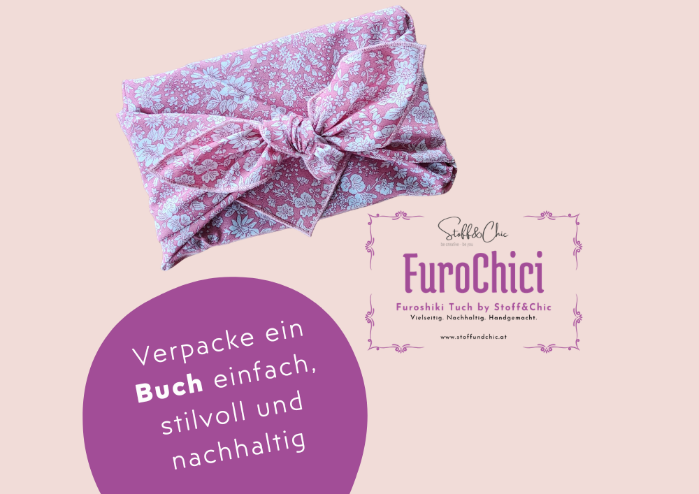 Furoshiki Anleitung von Stoff&Chic. Buch mit Furochiki einpacken
