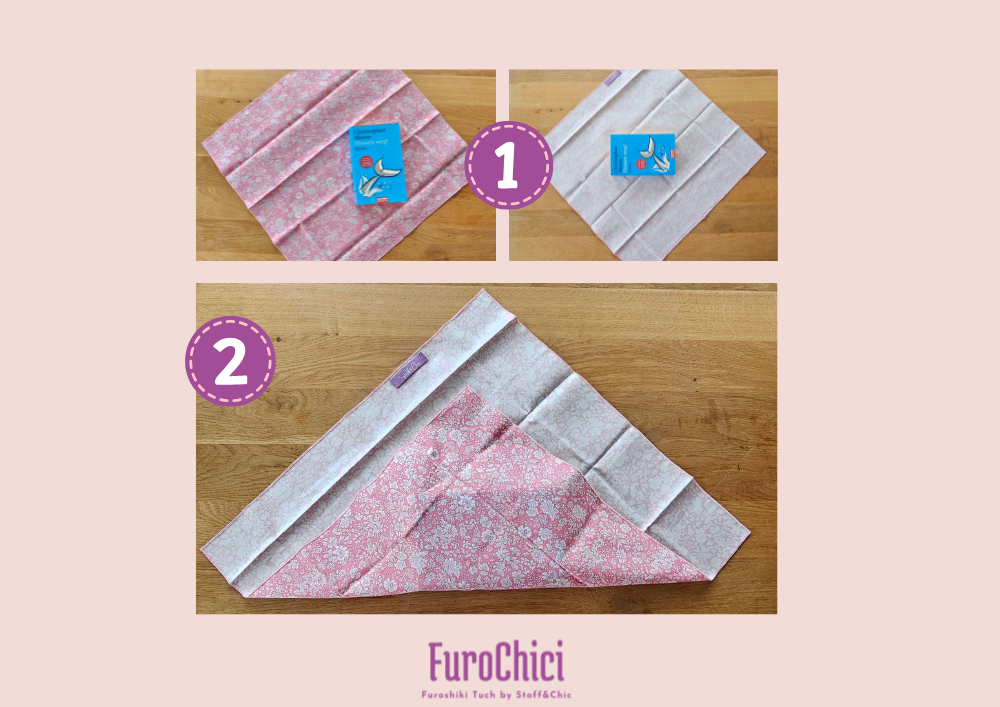 Furoshiki Anleitung von Stoff&Chic. Buch mit Furochiki einpacken