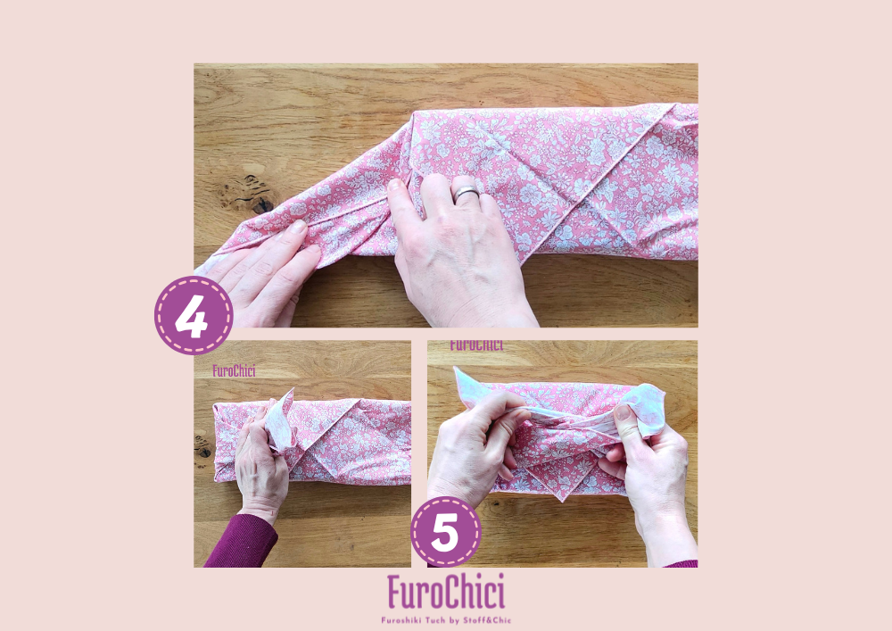 Furoshiki Anleitung von Stoff&Chic. Buch mit Furochiki einpacken