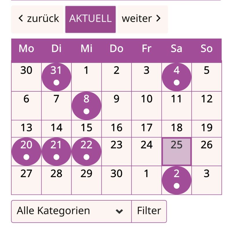 Ein Blick auf den Stoff&Chic Kalender. Termine, Veranstaltungen, Workshops in Klagenfurt